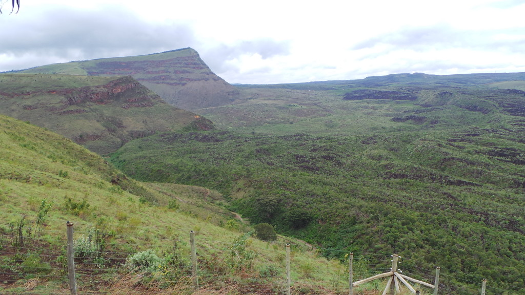 Image of the caldera taken from the eastern rim looking west. Image covers about a quarter of the caldera, the slightly higher area on the horizon in the centre of the image is an area of rejuvenated uplift with young a’a flows in a easterly direction. Flows move westerly also but cannot be seen from this location.