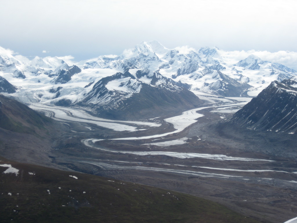 Looking East down the Susitna Glacier along the path of the Denali Fault. 