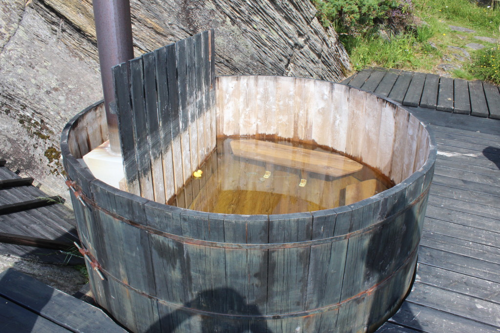 Wooden spa with view of the Atlantic ocean.