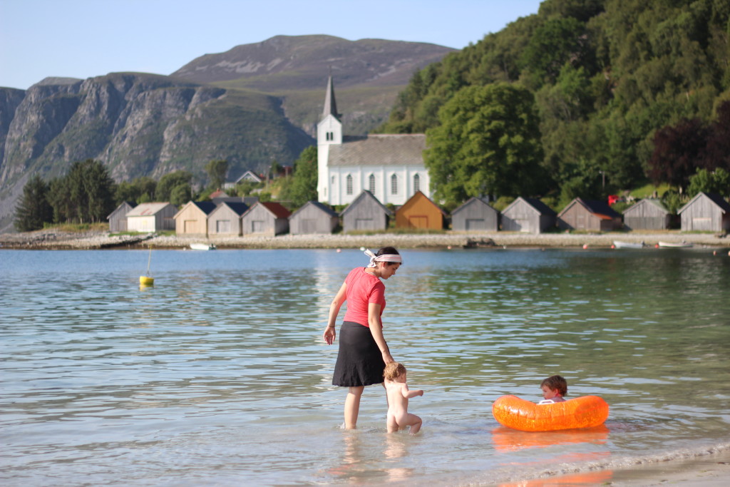 Family at beach, Selje, Norway