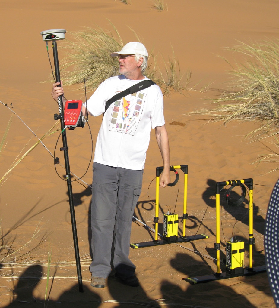 Kevin models the Namib Sand Sea dune mosaic map. 