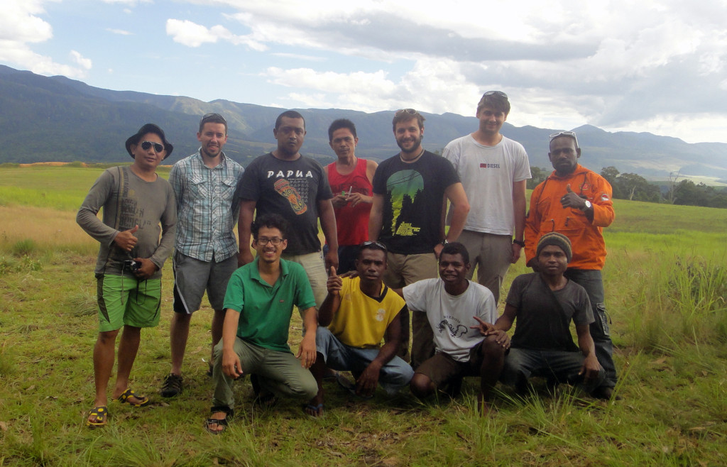 We are fortunate to work with a number collaborates across Indonesia. This is our field team from September 2014 with Dr. Indra Gunawan (Institut Teknologi Bandung [ITB]), Pak Jumiko Sarira (Universitas Negeri Papua [UNIPA]), Ben Jost, Max Webb and I (Royal Holloway University of London) along with our friendly drivers and porters.