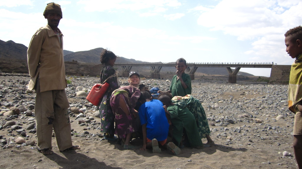 We were getting an increasingly large number of little helpers as we stopped to collected samples…