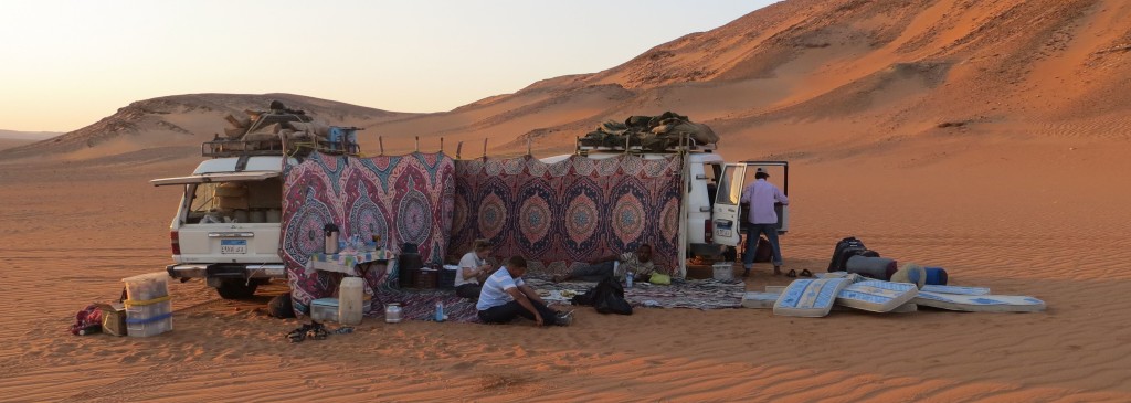 Evening tea in the desert.