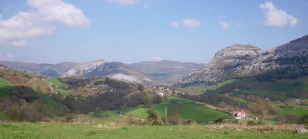 A view across the Matienzo depression: closed karstic depressions have high altitude watersheds running unbroken around their perimeter, meaning that rainwater can only escape the depression in flooded underground cave passages.