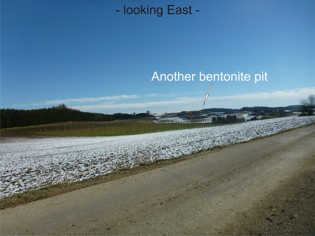Fig. 1: Winter impressions during fieldwork, looking from one bentonite mine (behind) towards another.