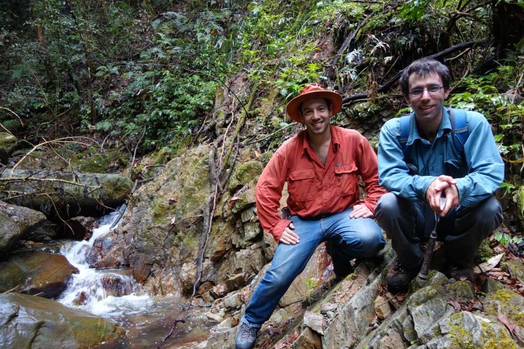 Figure 3: A/Prof Gideon Rosenbaum and PhD student Uri Shaanan in the rugged lush terrain of the Nambucca Block.