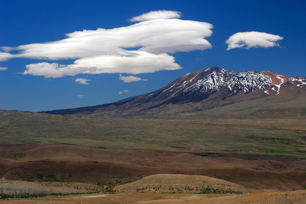 Photo 8: Tromen volcano (seen from Cerro Negro) with its typical lenticular hat