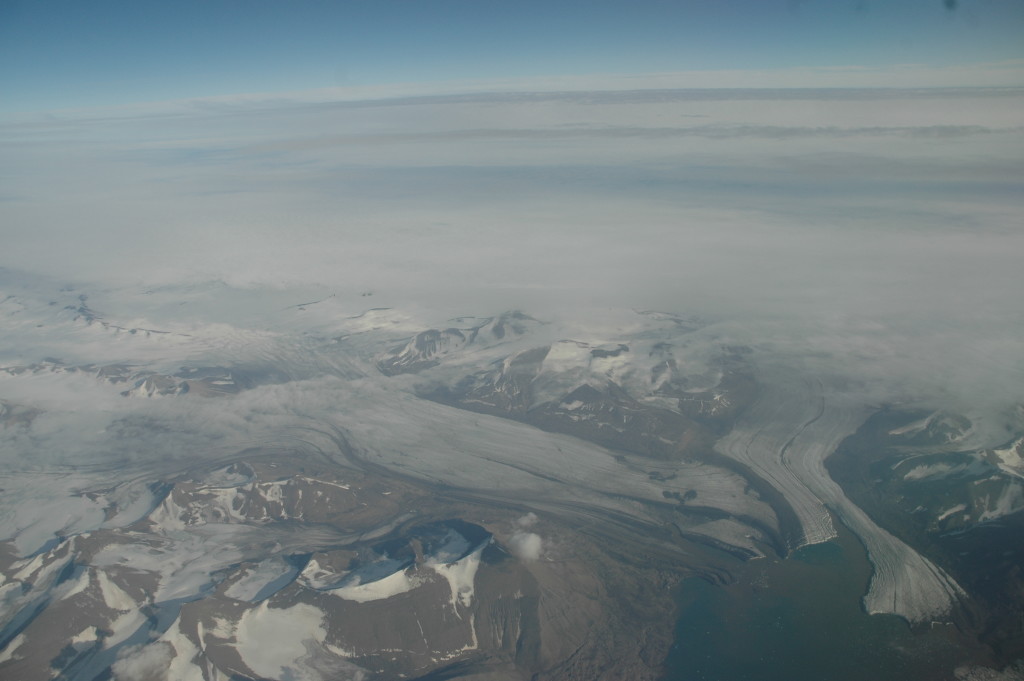 Glaciers from the air, on the south tip of Svalbard.