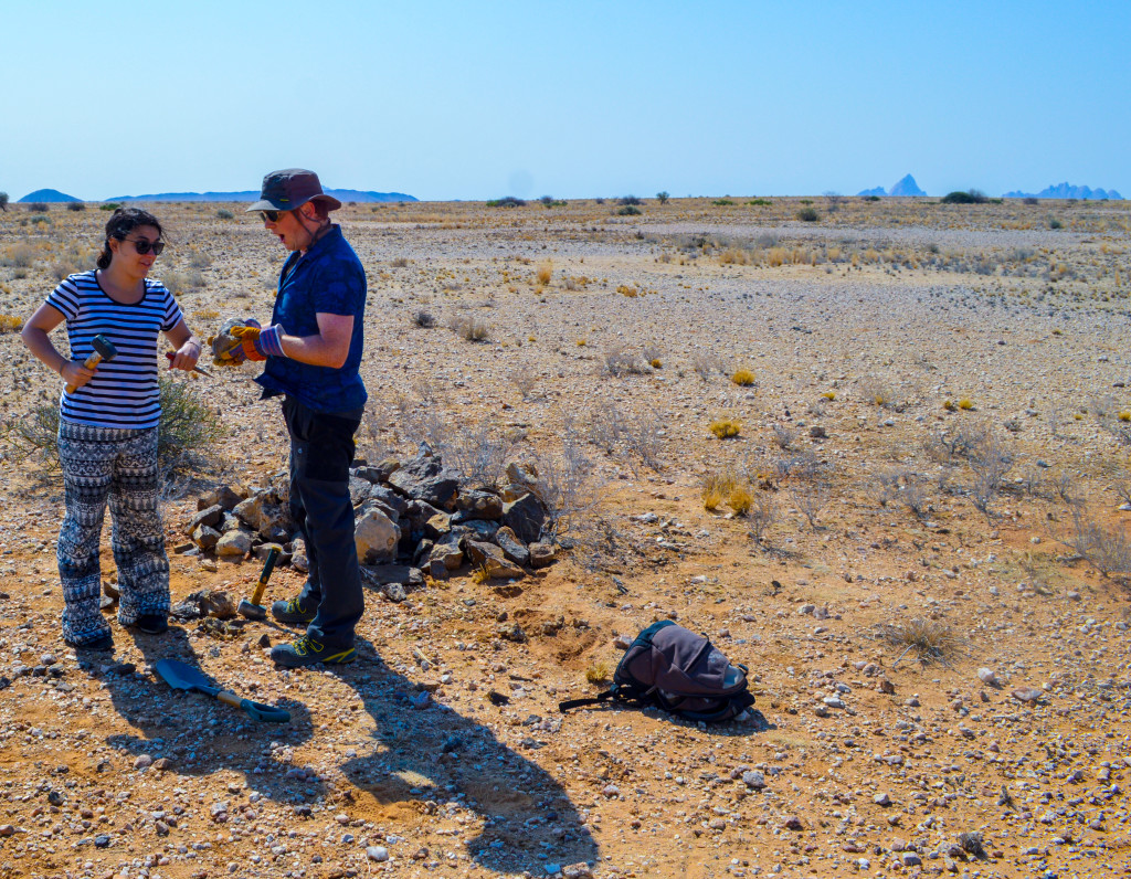 Figure 2: Completely un-posed photo showing lack of outcrop at Eureka, and shock of finding such large monazite.