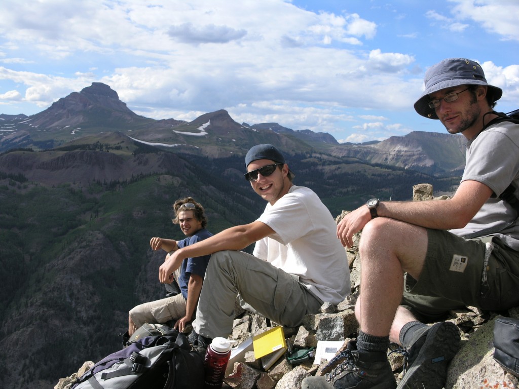 Eoghan Holohan, Jonathan Hanson, Jonny Davidson on the northern rim of the caldera.