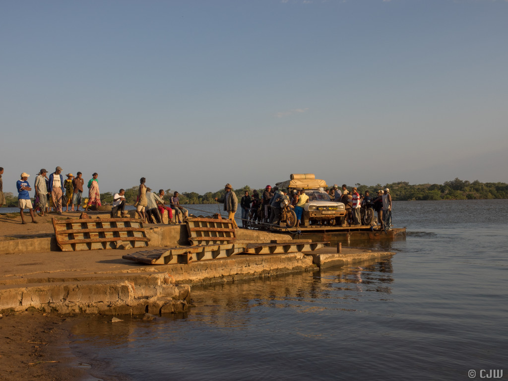 Figure 4: One of the nine ferry crossings. Sometimes we had to siphon our diesel into a motor. Photo: Catherine Wheller