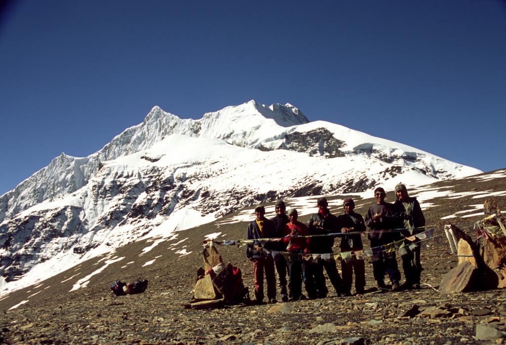 Photo 3. The research team standing atop Dhampus Pass in the Dhaulagiri Himal. (Photo credit – K.Larson)