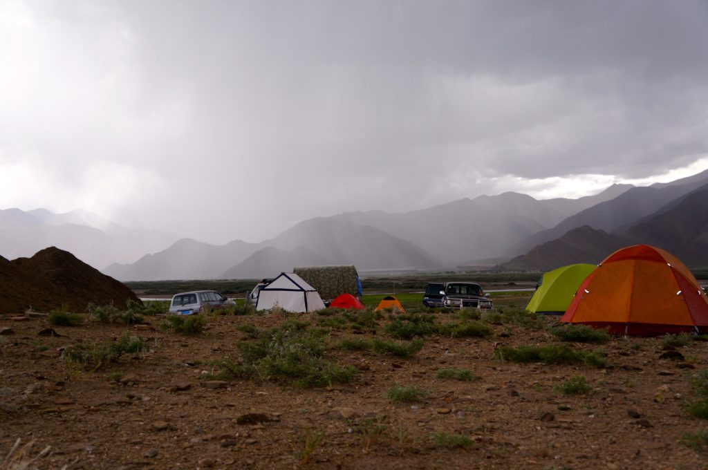 Rain approaches our camp near Lazi and scorpions seek shelter under our tents