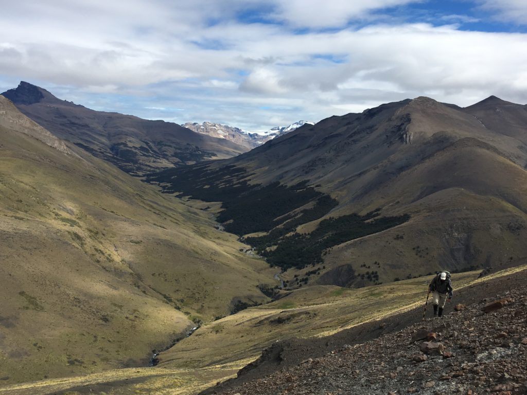 Ph.D. student, Zach Sickmann traversing into his field area