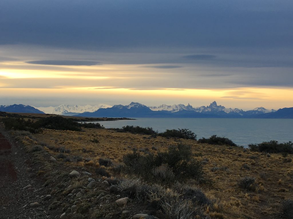 Looking south across Lake Viedma at toward Mt. Fitz Roy and the southern Patagonia icefields on our final day in the field