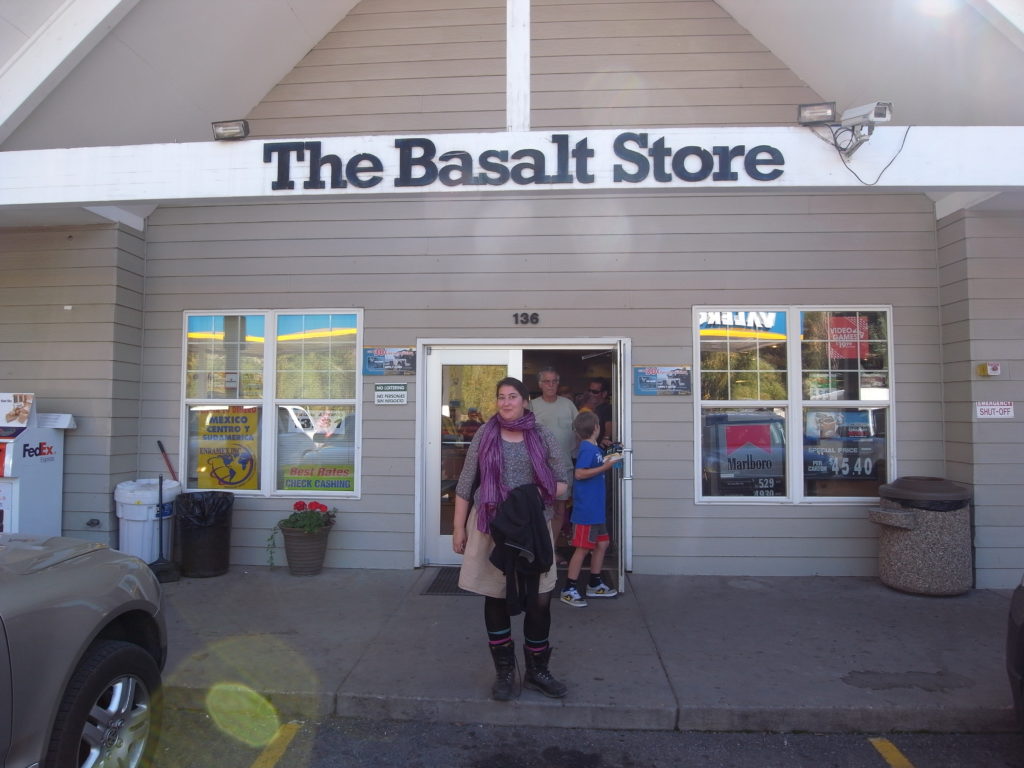 Mimmi Nilsson in front of the Basalt Store in the town of Basalt