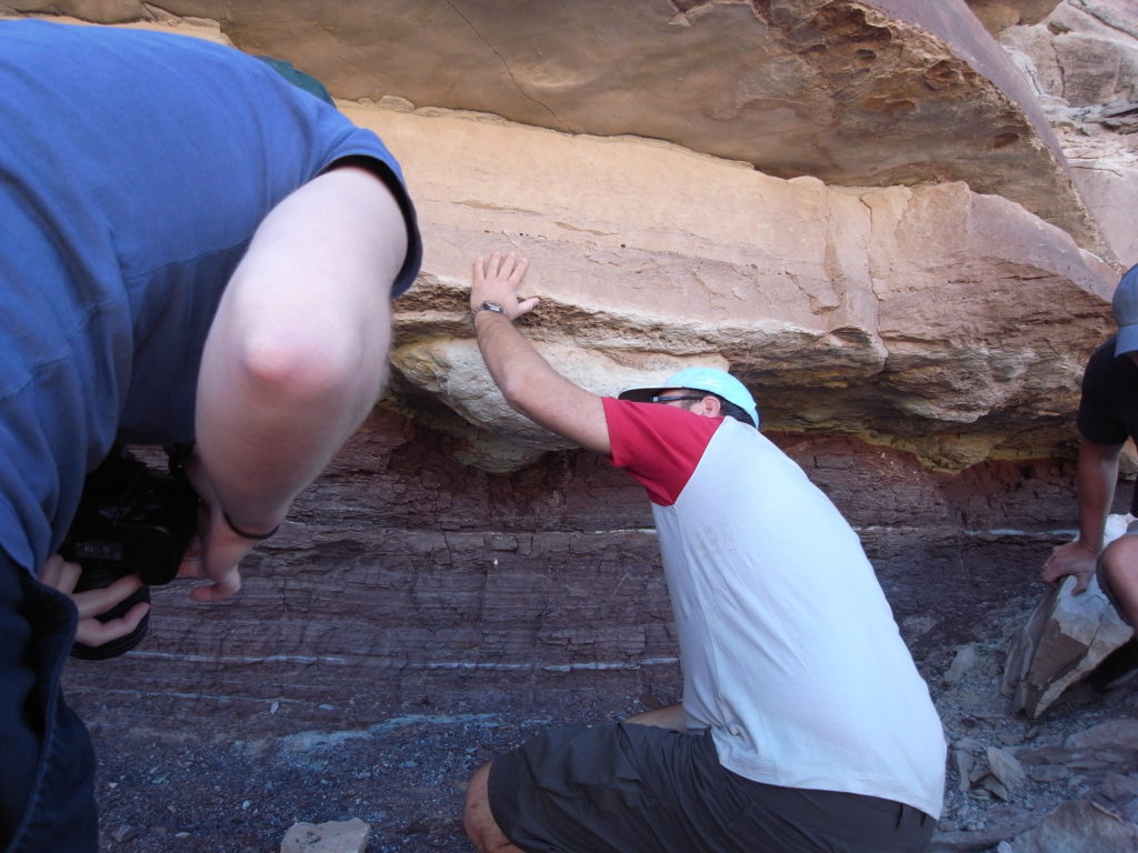 Anders Scherstén looking at a Dino-track.