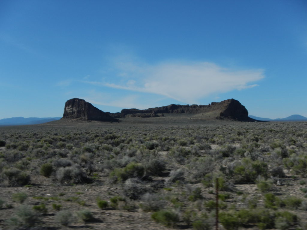 One of the largest hydrovolcanic features in the Fort Rock-Christmas Valley basin, the Fort Rock monument (tuff ring). Photo by Matthew Nikitczuk.