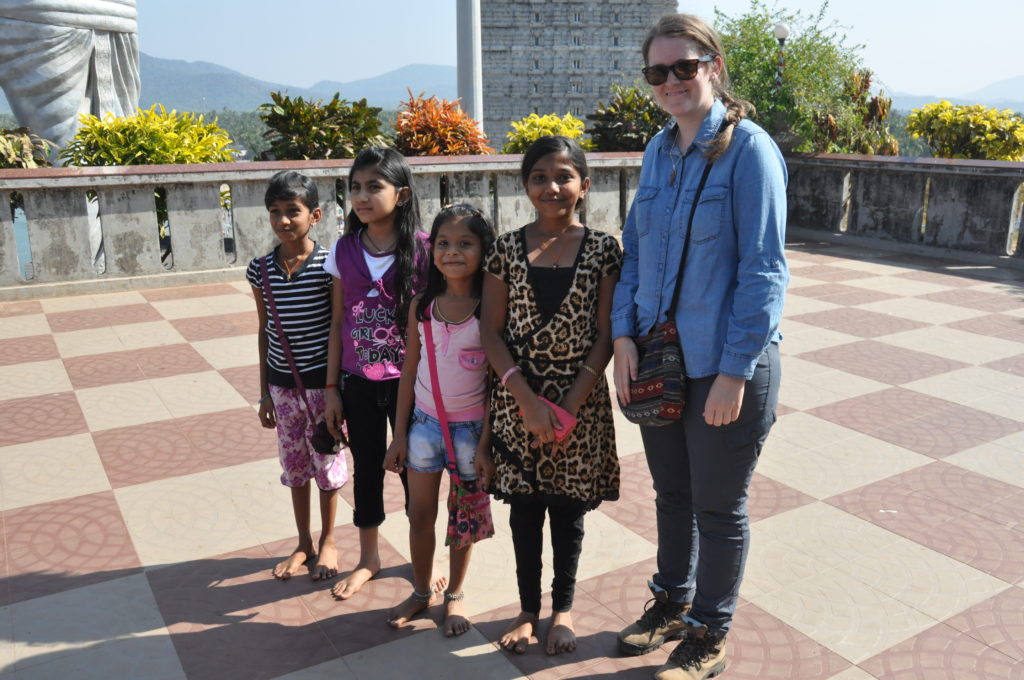 Some young girls wanted their photo taken with me when we visited a Hindu temple, I'm still unsure if I felt more like a celebrity or a circus attraction. Photo: Alan Collins