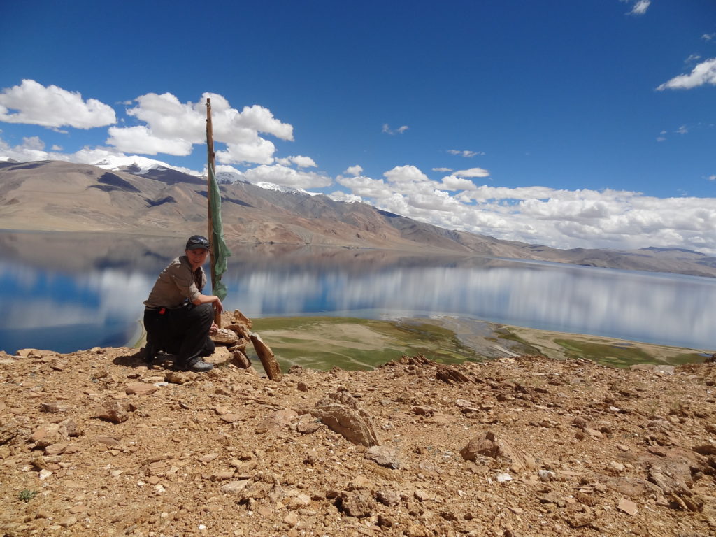 mapping on the ridge about Tso Morari in the sun