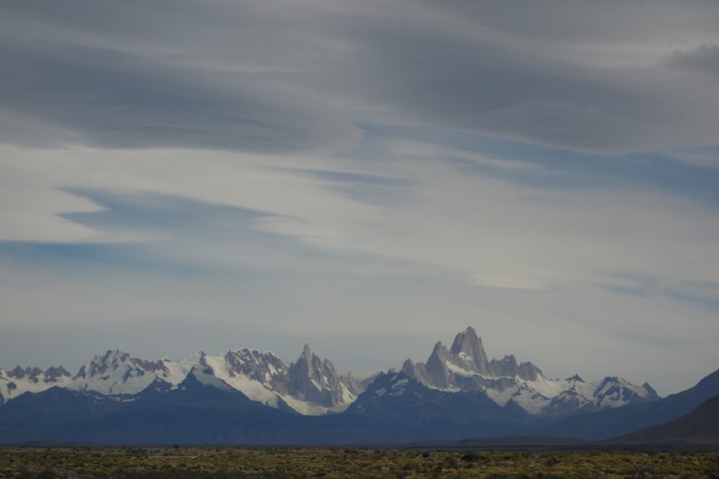 The Andes rising abruptly out of the plains: here, the Fitzroy massif (Argentina) under skies that herald changing weather.