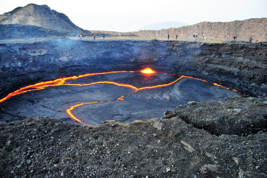  Tourists can get dangerously close to the edge of the lava lake on Erte Ale.