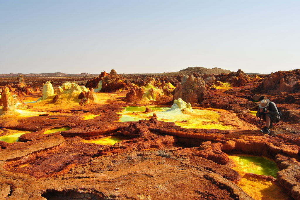 The sulphur springs and Dallol form beautiful terrestrial looking landscapes.